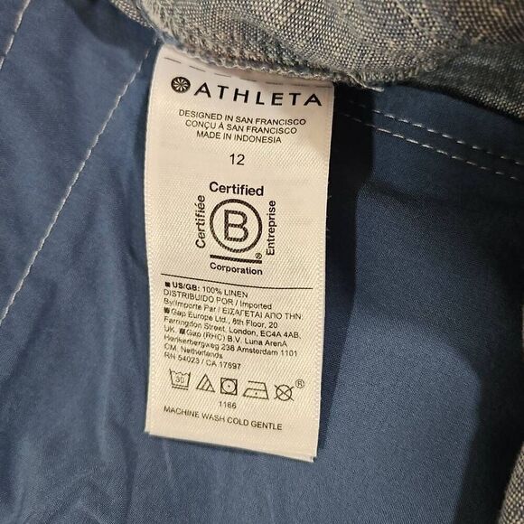 Athleta Retreat Linen Jogger Chambray Blue Womens Size 12 Drawstring Waist - Picture 7 of 9